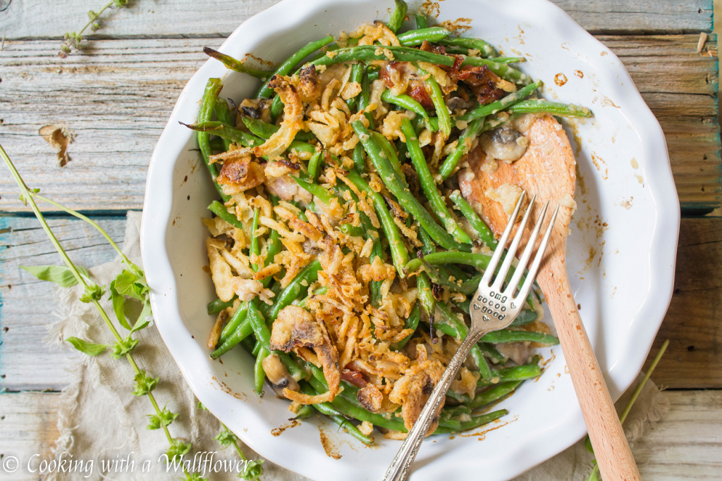 Creamy Green Bean Casserole with Bacon and Mushrooms | Cooking with a Wallflower