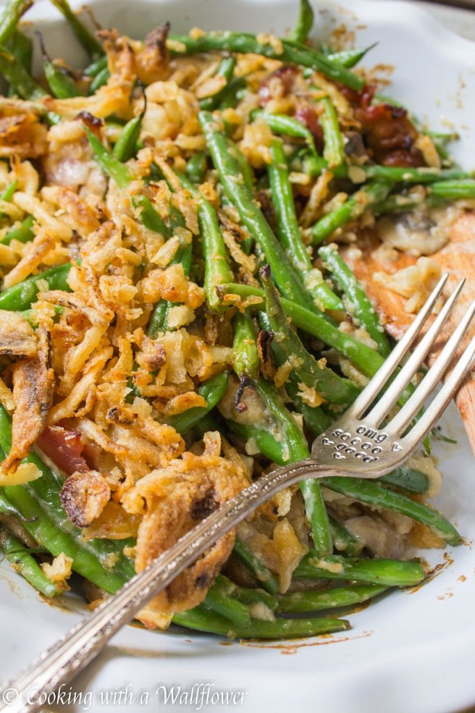 Creamy Green Bean Casserole with Bacon and Mushrooms | Cooking with a Wallflower