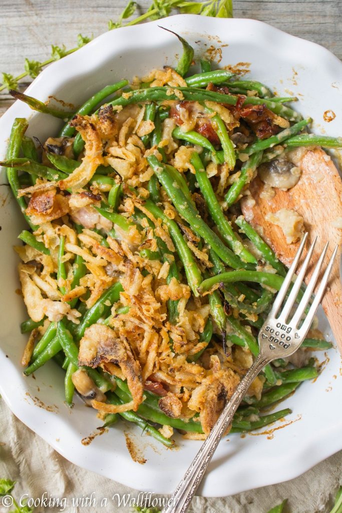 Creamy Green Bean Casserole with Bacon and Mushrooms | Cooking with a Wallflower