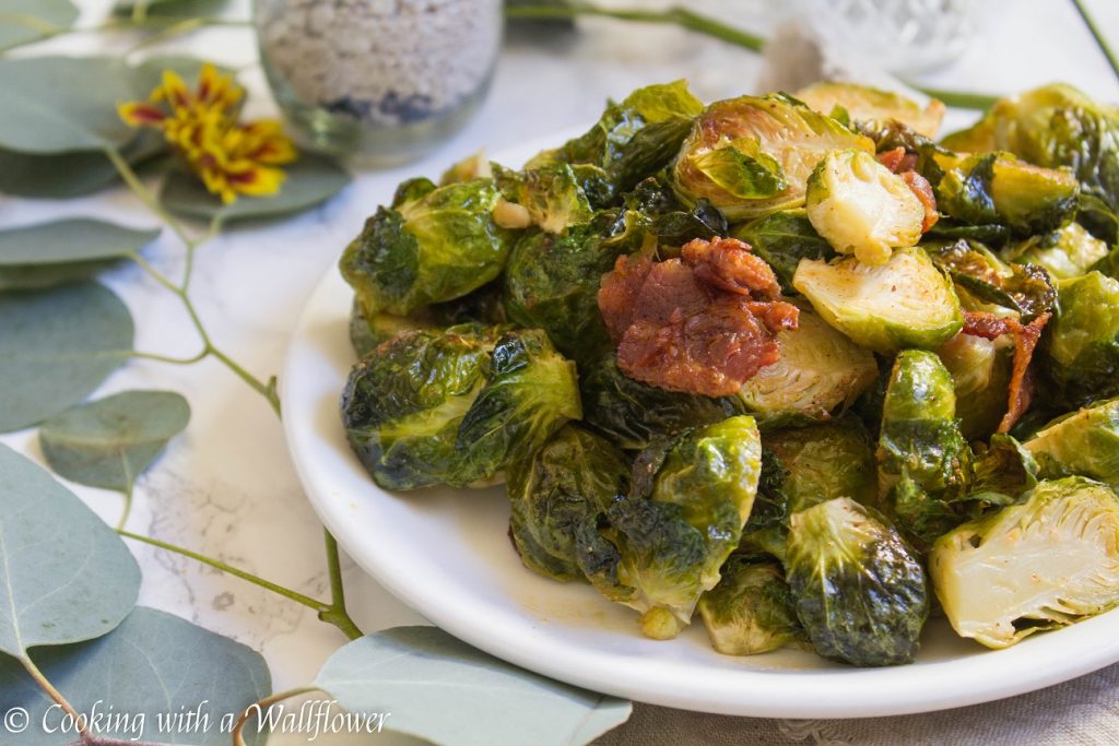Roasted Garlic Brussels Sprouts with Bacon | Cooking with a Wallflower