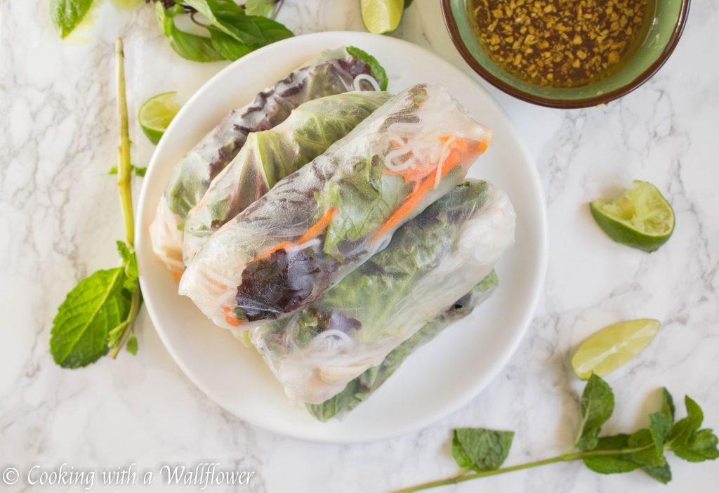 Chicken Spring Rolls with Tamarind Sesame Vinaigrette | Cooking with a Wallflower