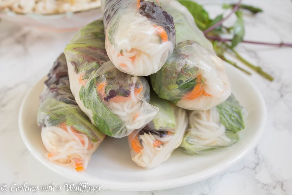 Chicken Spring Rolls with Tamarind Sesame Vinaigrette | Cooking with a Wallflower