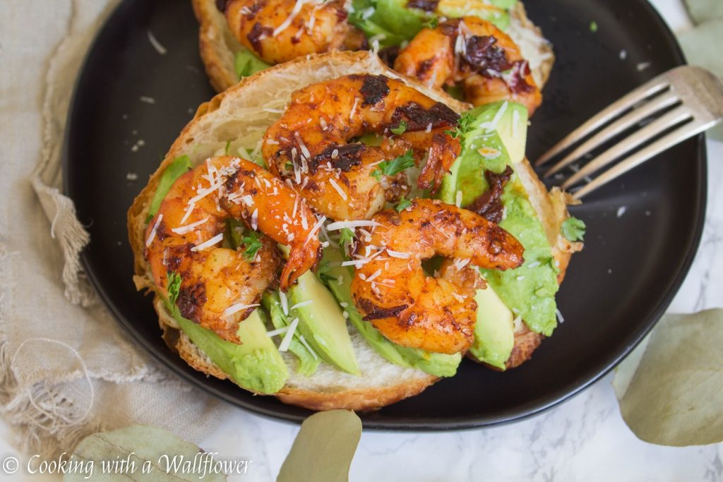 Spicy Honey Chipotle Shrimp Avocado Croissant Melts | Cooking with a Wallflower