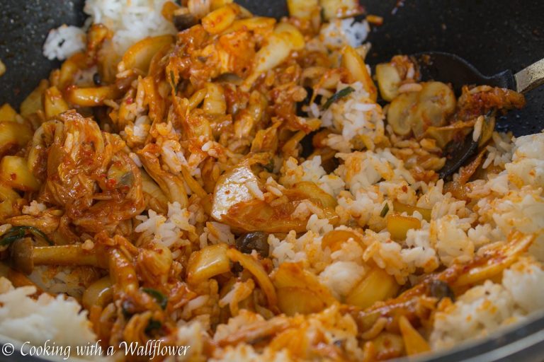 Mushroom Kimchi Fried Rice Cooking with a Wallflower