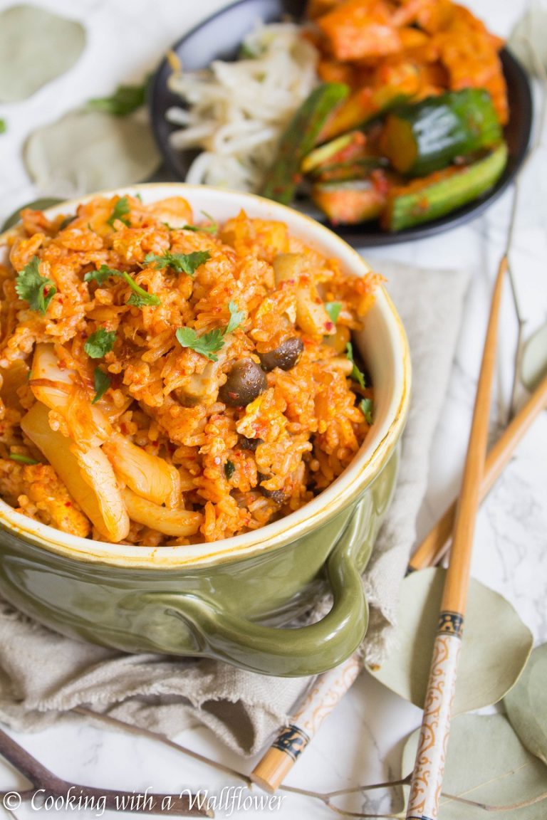 Mushroom Kimchi Fried Rice Cooking with a Wallflower