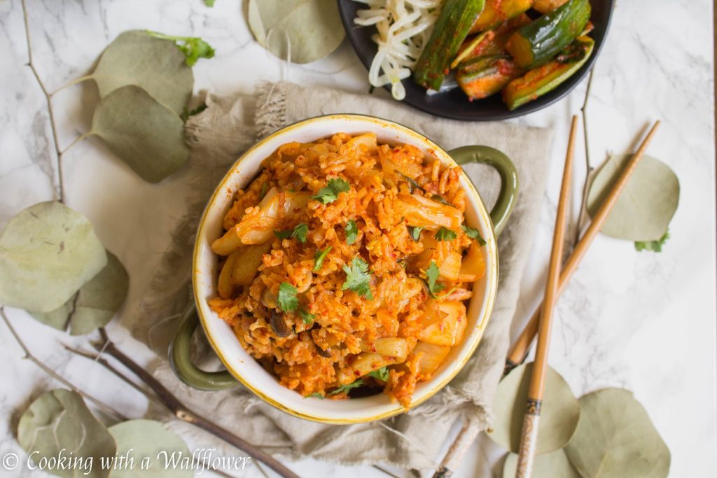 Mushroom Kimchi Fried Rice | Cooking with a Wallflower