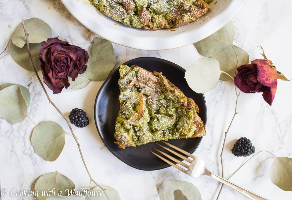 Matcha Green Tea Croissant French Toast Bake | Cooking with a Wallflower