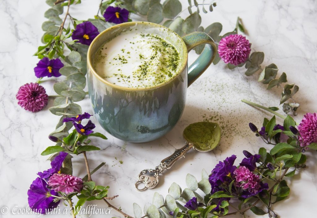 Matcha Ginger Latte with Vanilla Coconut Whipped Cream | Cooking with a Wallflower