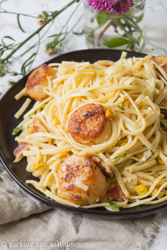 Pan Seared Scallops Pasta Carbonara | Cooking with a Wallflower