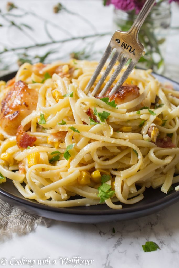 Pan Seared Scallops Pasta Carbonara | Cooking with a Wallflower