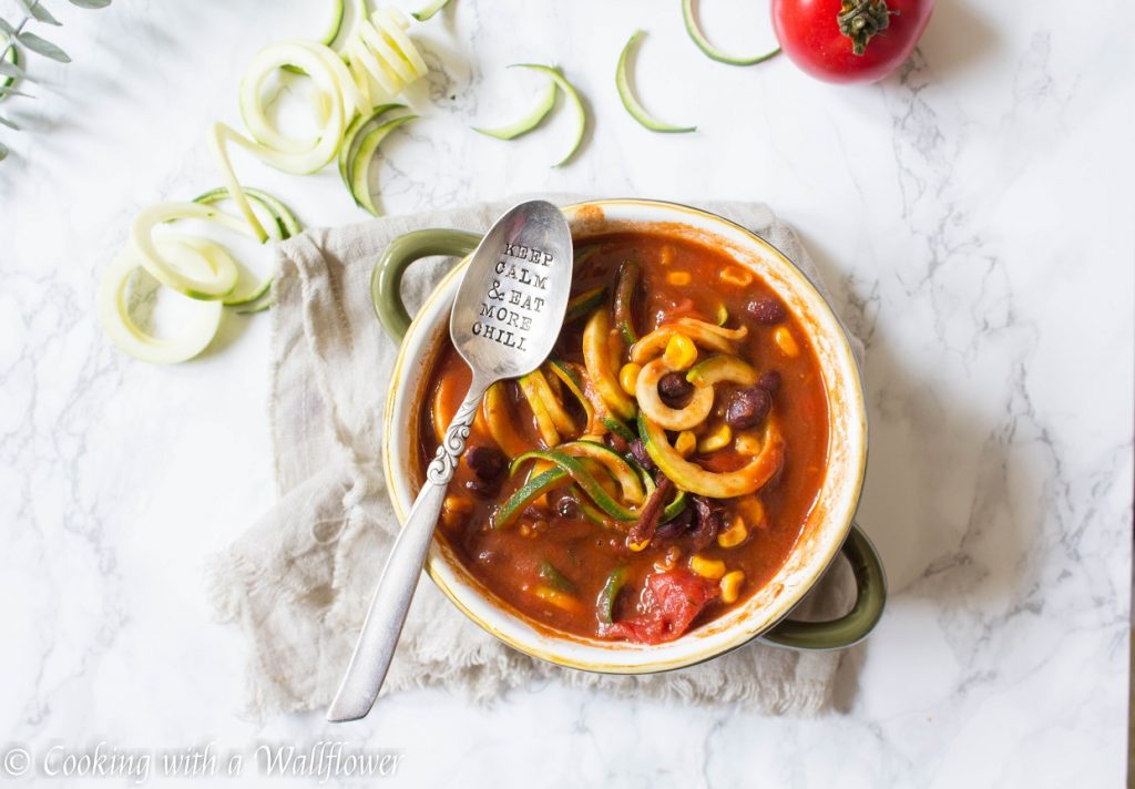 Smoky Chipotle Zucchini Noodle Chili | Cooking with a Wallflower