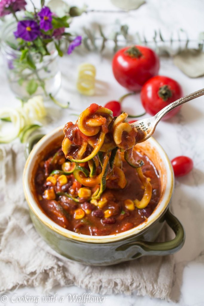 Smoky Chipotle Zucchini Noodle Chili | Cooking with a Wallflower