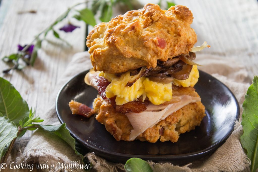 Leftover Turkey Bacon Egg Breakfast Biscuit Sandwiches | Cooking with a Wallflower