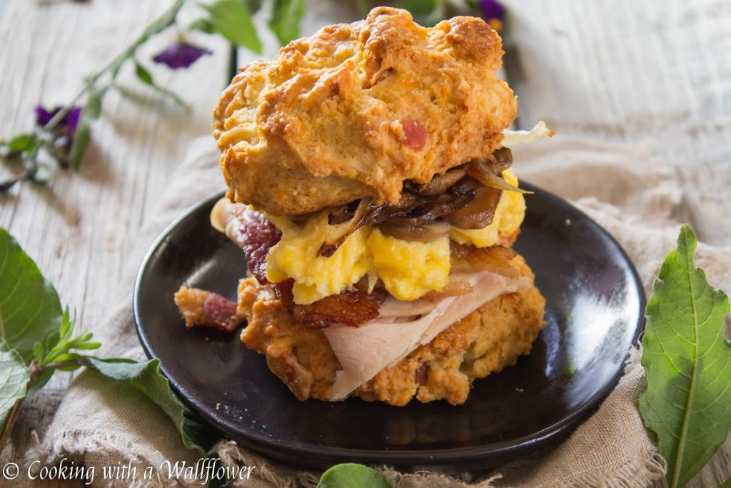 Leftover Turkey Bacon Egg Breakfast Biscuit Sandwiches | Cooking with a Wallflower