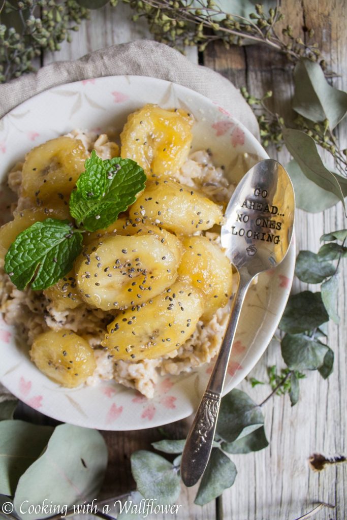 Caramelized Banana Almond Oatmeal | Cooking with a Wallflower