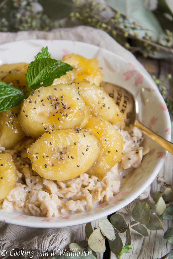 Caramelized Banana Almond Oatmeal | Cooking with a Wallflower