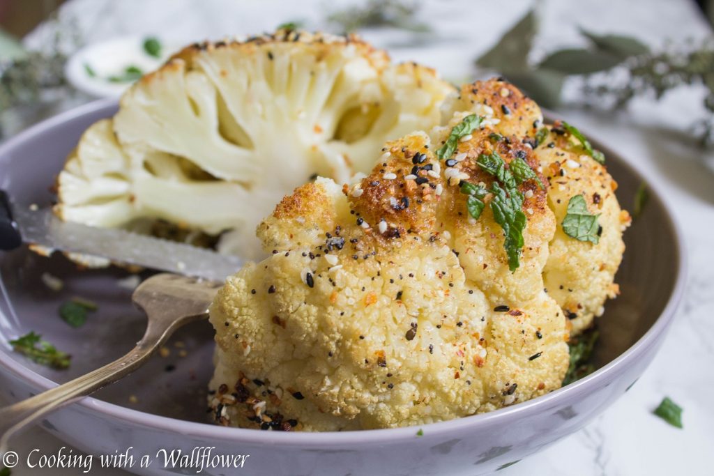 Everything Spiced Whole Roasted Cauliflower | Cooking with a Wallflower