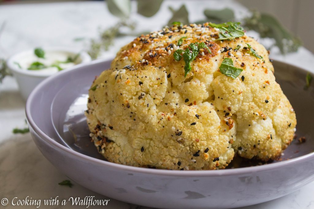 Everything Spiced Whole Roasted Cauliflower | Cooking with a Wallflower