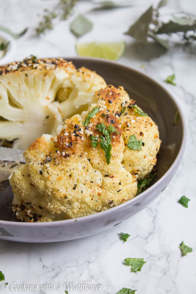 Everything Spiced Whole Roasted Cauliflower | Cooking with a Wallflower