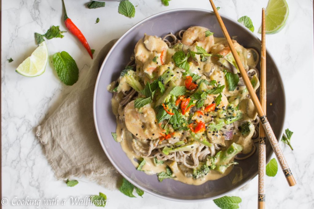 Shrimp Coconut Green Curry Soba Noodle Bowl | Cooking with a Wallflower
