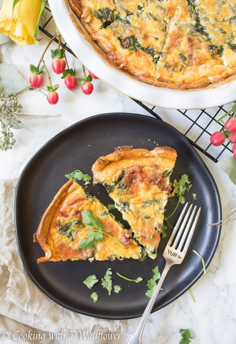 Spinach Bacon Quiche - Cooking with a Wallflower