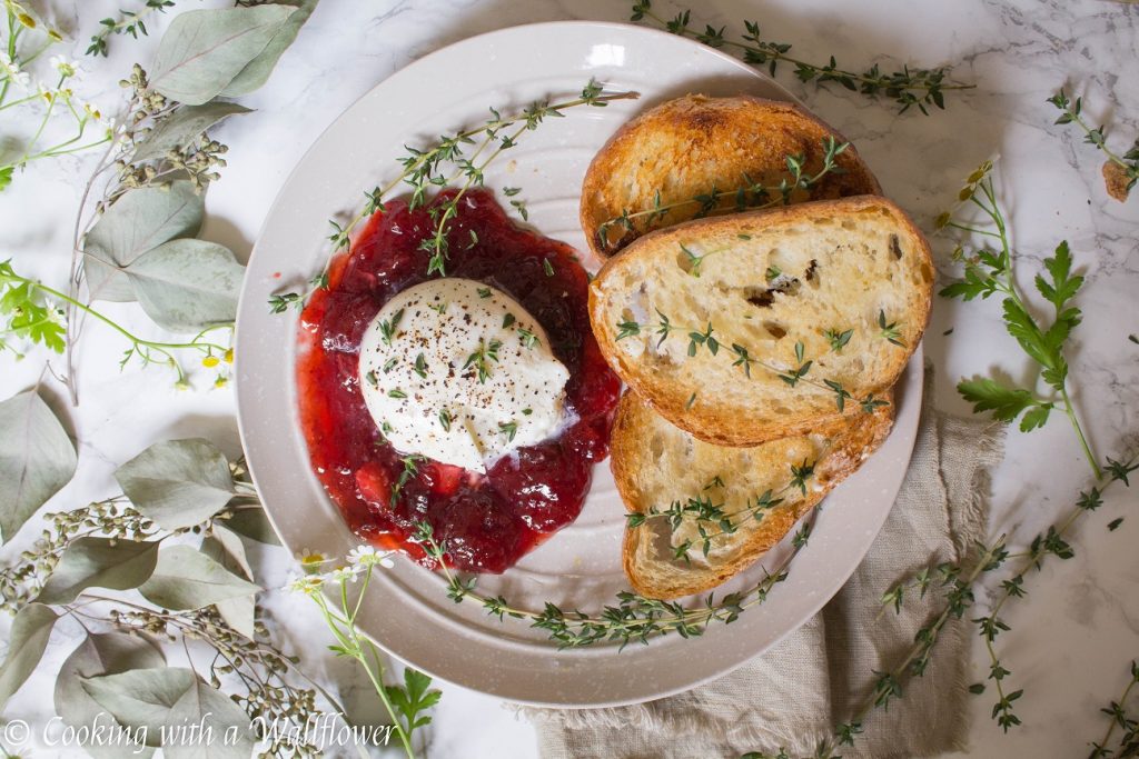 Fresh Thyme Salt and Pepper Burrata with Strawberry Jam | Cooking with a Wallflower