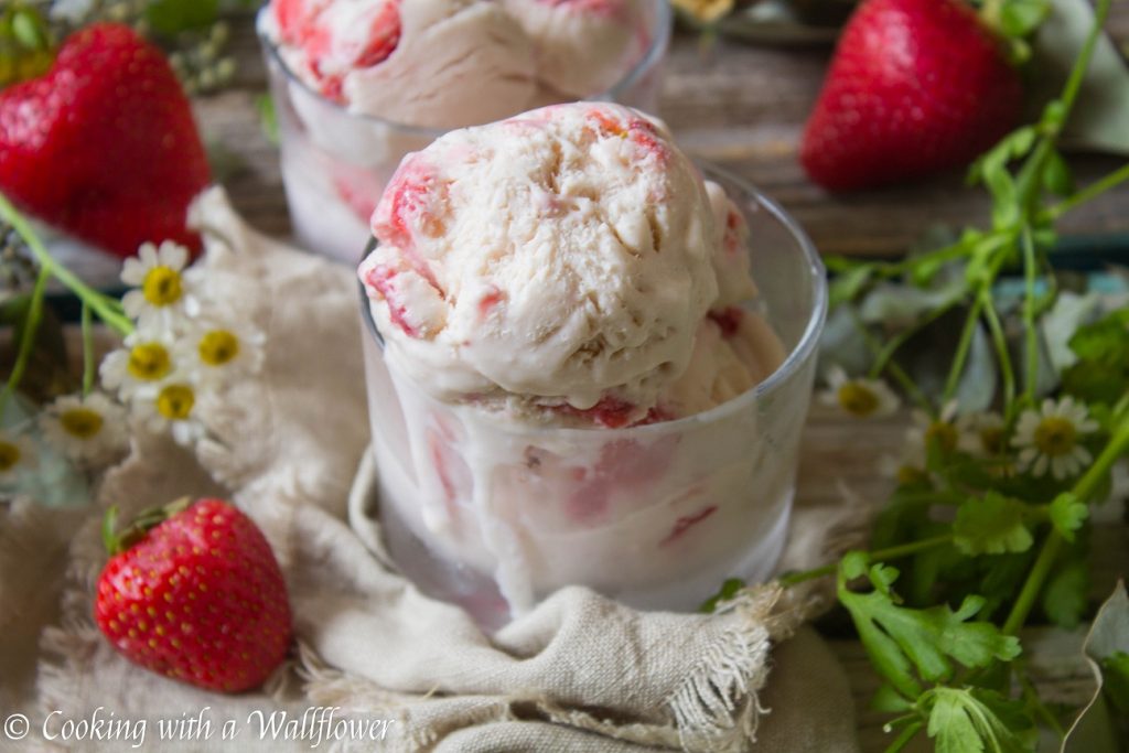 No Churn Strawberry Mint Ice Cream | Cooking with a Wallflower