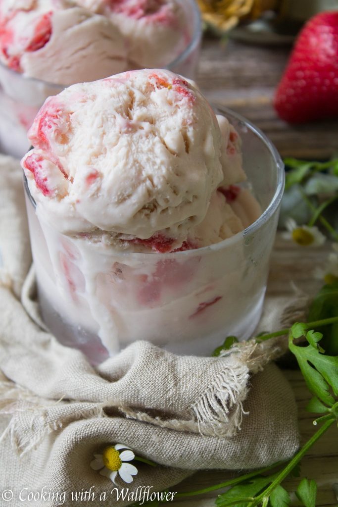 No Churn Strawberry Mint Ice Cream | Cooking with a Wallflower