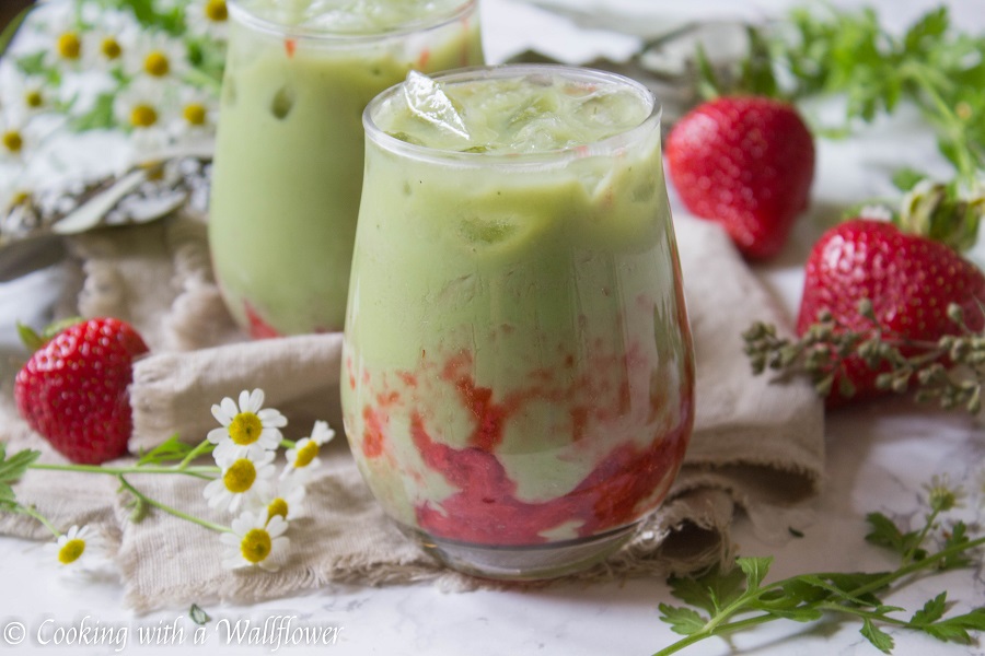 Iced Strawberry Matcha Latte | Cooking with a Wallflower