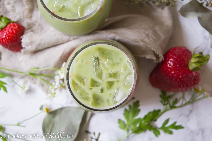 Iced Strawberry Matcha Latte | Cooking with a Wallflower