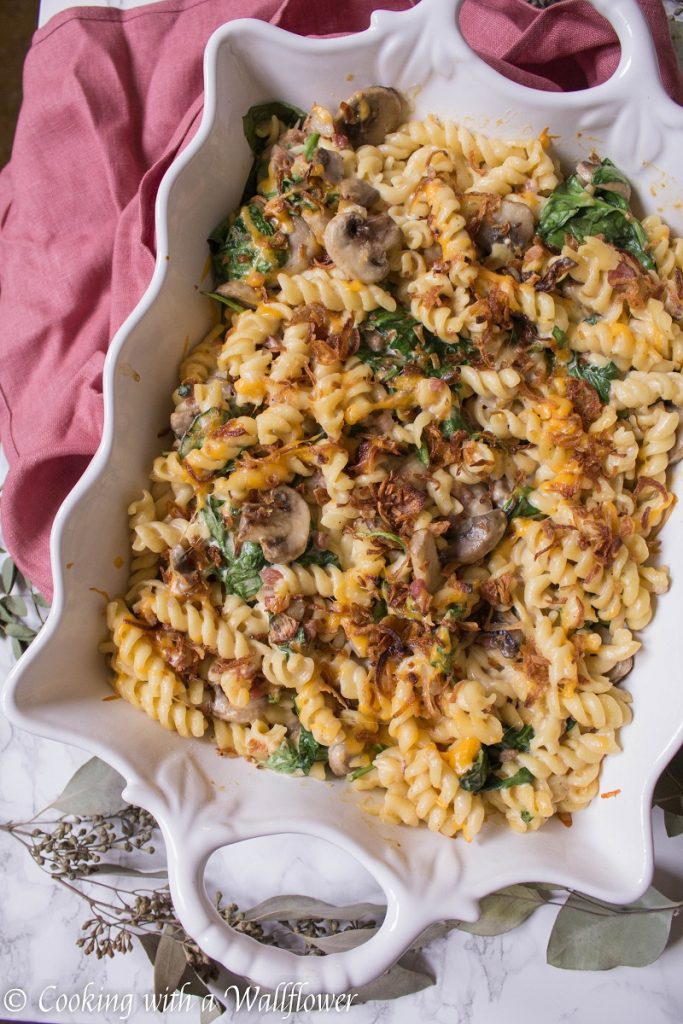 Spinach Mushroom Pancetta Mac and Cheese | Cooking with a Wallflower