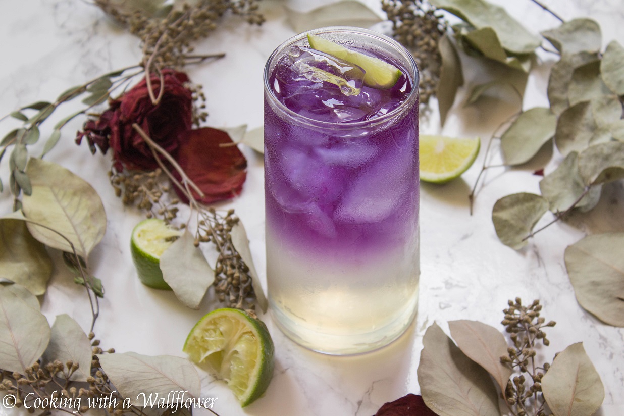 Sparkling Butterfly Pea Flower Tea Lemonade - Cooking with a