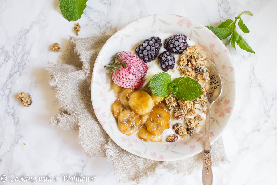 Caramelized Banana Honey Greek Yogurt Bowl Cooking with a Wallflower