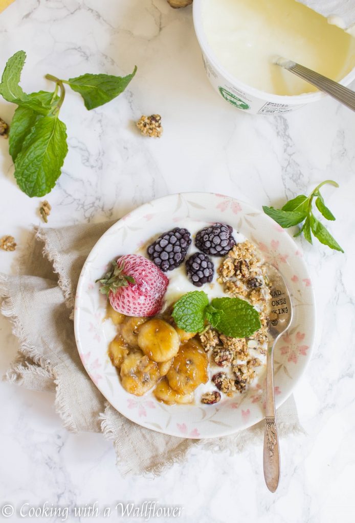 Caramelized Banana Honey Greek Yogurt Bowl | Cooking with a Wallflower