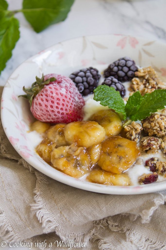 Caramelized Banana Honey Greek Yogurt Bowl | Cooking with a Wallflower