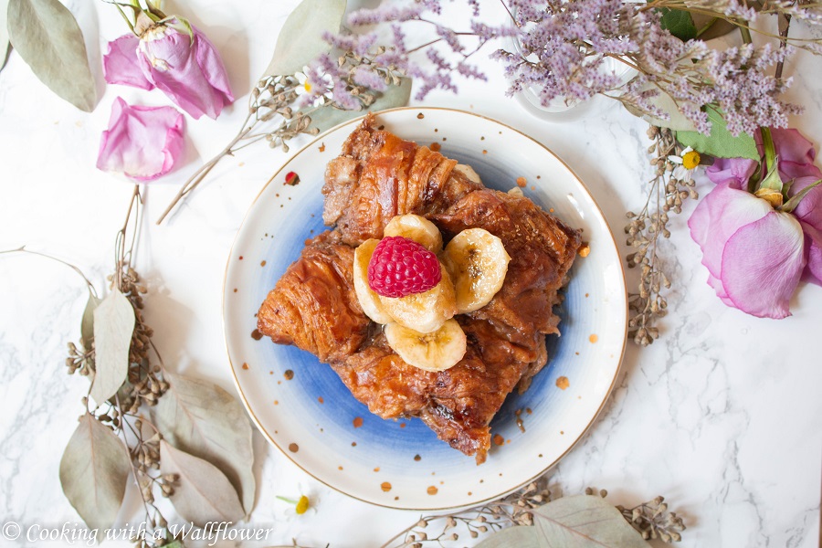 Baked Nutella Croissant French Toast | Cooking with a Wallflower