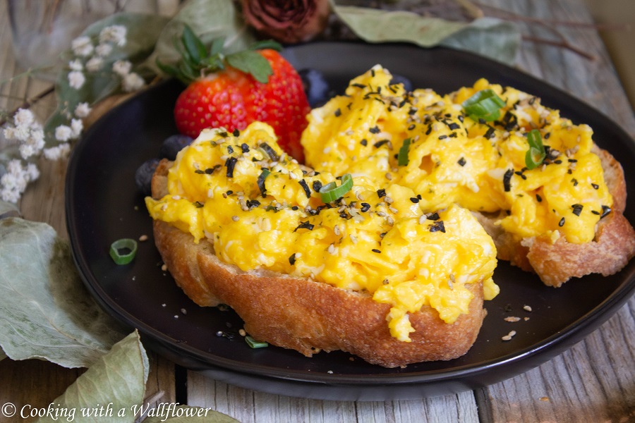 Cheesy Furikake Scrambled Eggs - Jeanelleats Food and Travel Blog