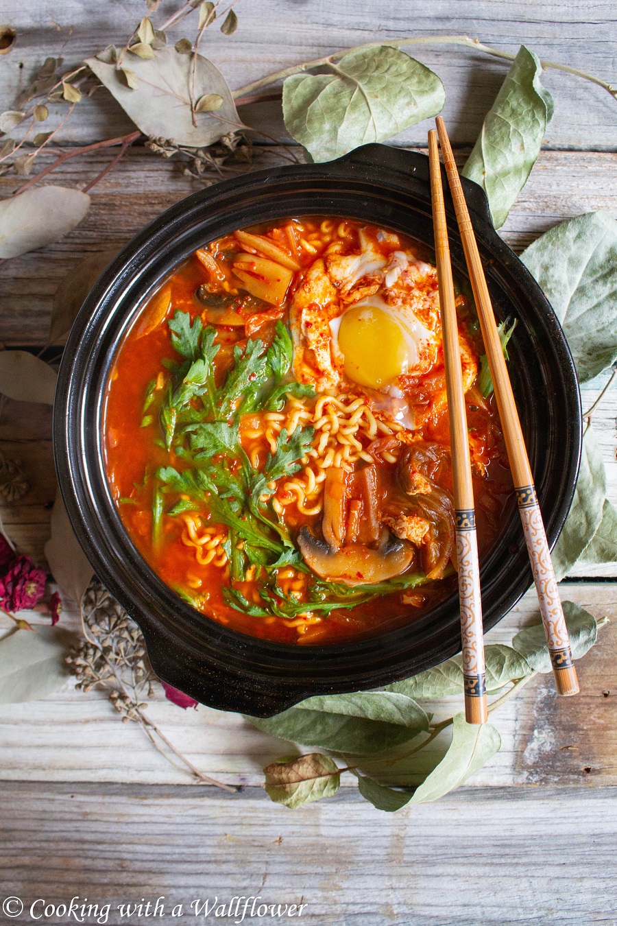 Korean Style Kimchi Ramen - Cooking with a Wallflower