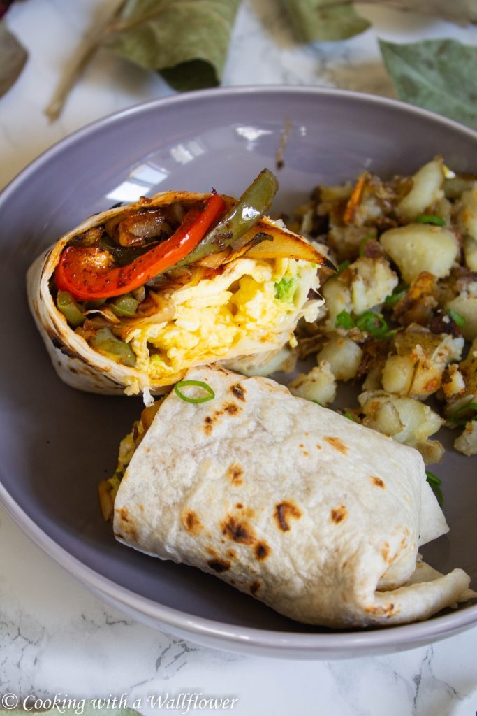 Soft Scrambled Egg Fajita Breakfast Burritos | Cooking with a Wallflower