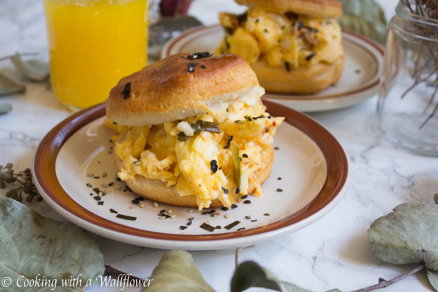 Kimchi Soft Scrambled Egg Breakfast Sandwiches | Cooking with a Wallflower