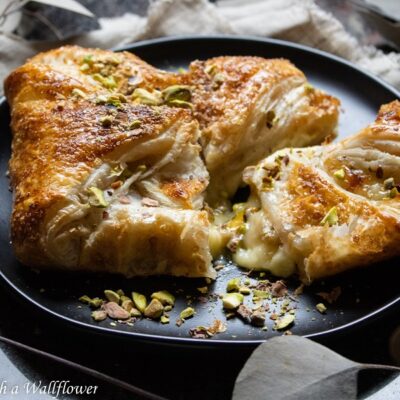 Salted Honey Pistachio Brie Puff Pastry