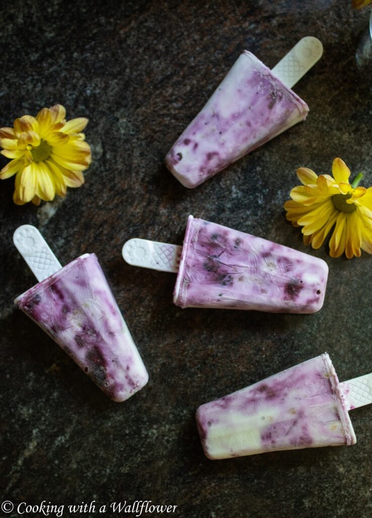 Blueberry Honey Greek Yogurt Popsicles | Cooking with a Wallflower