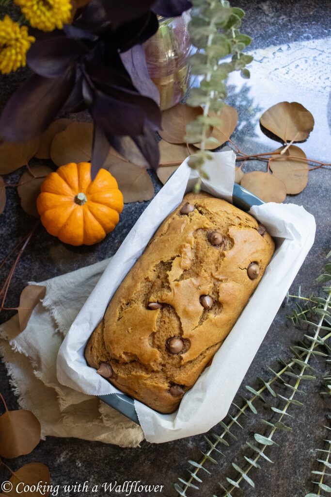 Spiced Chocolate Chip Pumpkin Bread | Cooking with a Wallflower